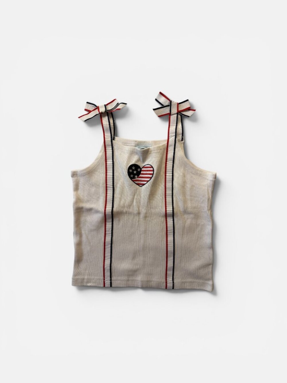 HEALTHTEX, Girl's White Patriotic Ribbed Ribbon Tank Top, Size 6